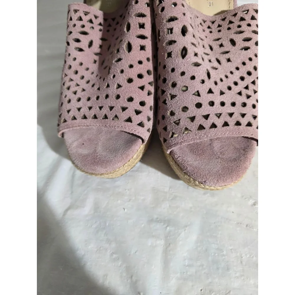 Women's Marc Fisher‎ Pink Beige Espadrille Wedge Sandals US 7